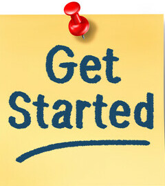 sticky note saying get started